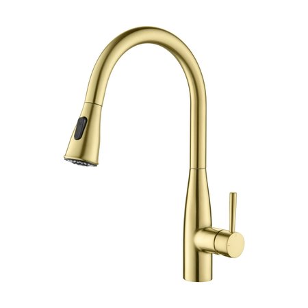 KIBI Bari-T Single Handle Pull Down Kitchen Sink Faucet, Brushed Gold KKF2016BG